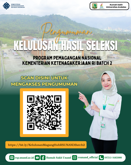 PENGUMUMAN KELULUSAN PESERTA MAGANGHUB KEMNAKER BATCH 2 DI RS UNAND